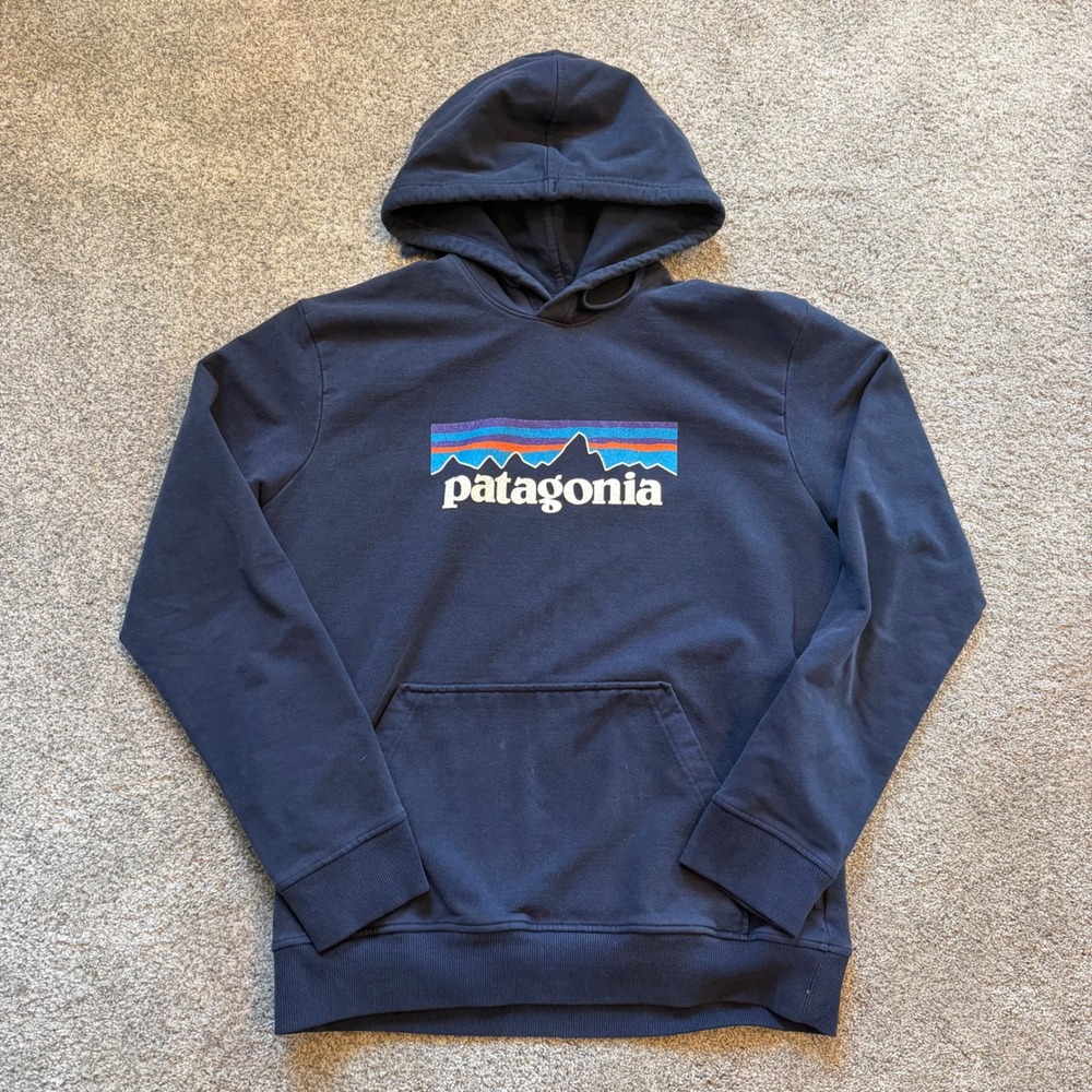 Patagonia P-6 Logo Uprisal Hoody Navy Blue Regular Fit Mens Medium Sweatshirt